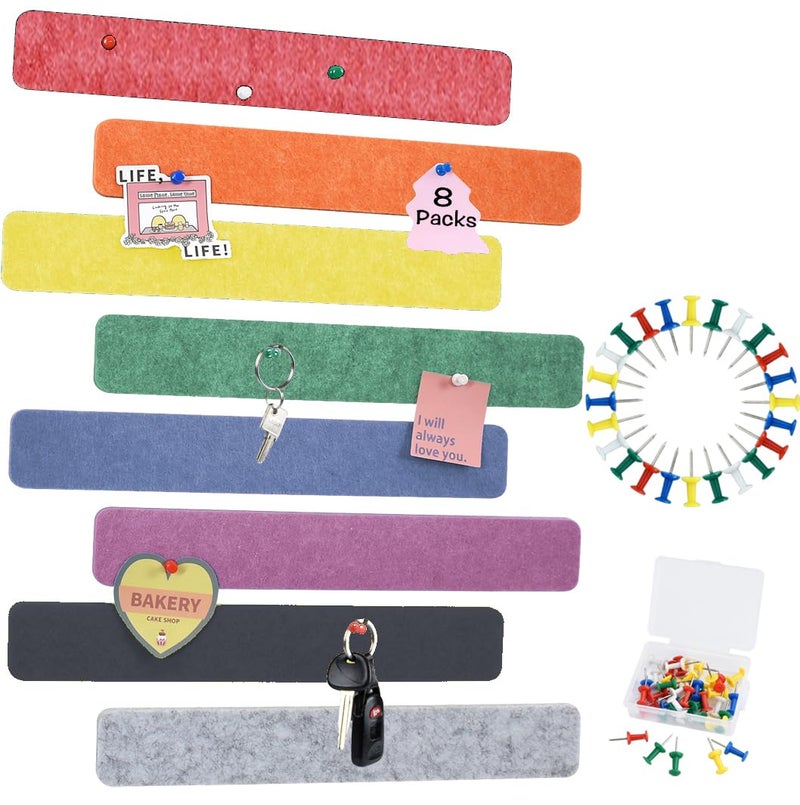 Vuzvuv 8 pcs Bulletin Board Bar Strips with 50 Pushpins & 10 Wooden Clip pins - Image 1
